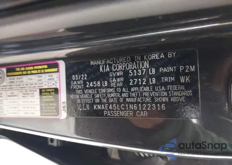 2022 Kia Stinger Gt1 из США, поврежденный, VIN KNAE45LC1N6122316